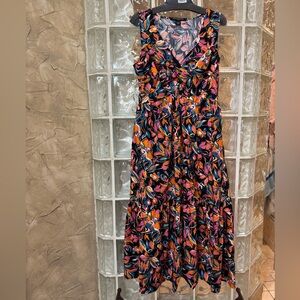 French Connection Black and Orange Floral Maxi Dress